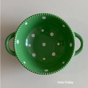 绿色珠边波点碗