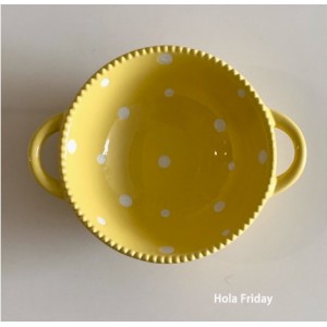 黄色珠边波点碗